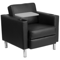 Flash Furniture BT-8219-BK-GG Black Leather Guest Chair with Tablet Arm